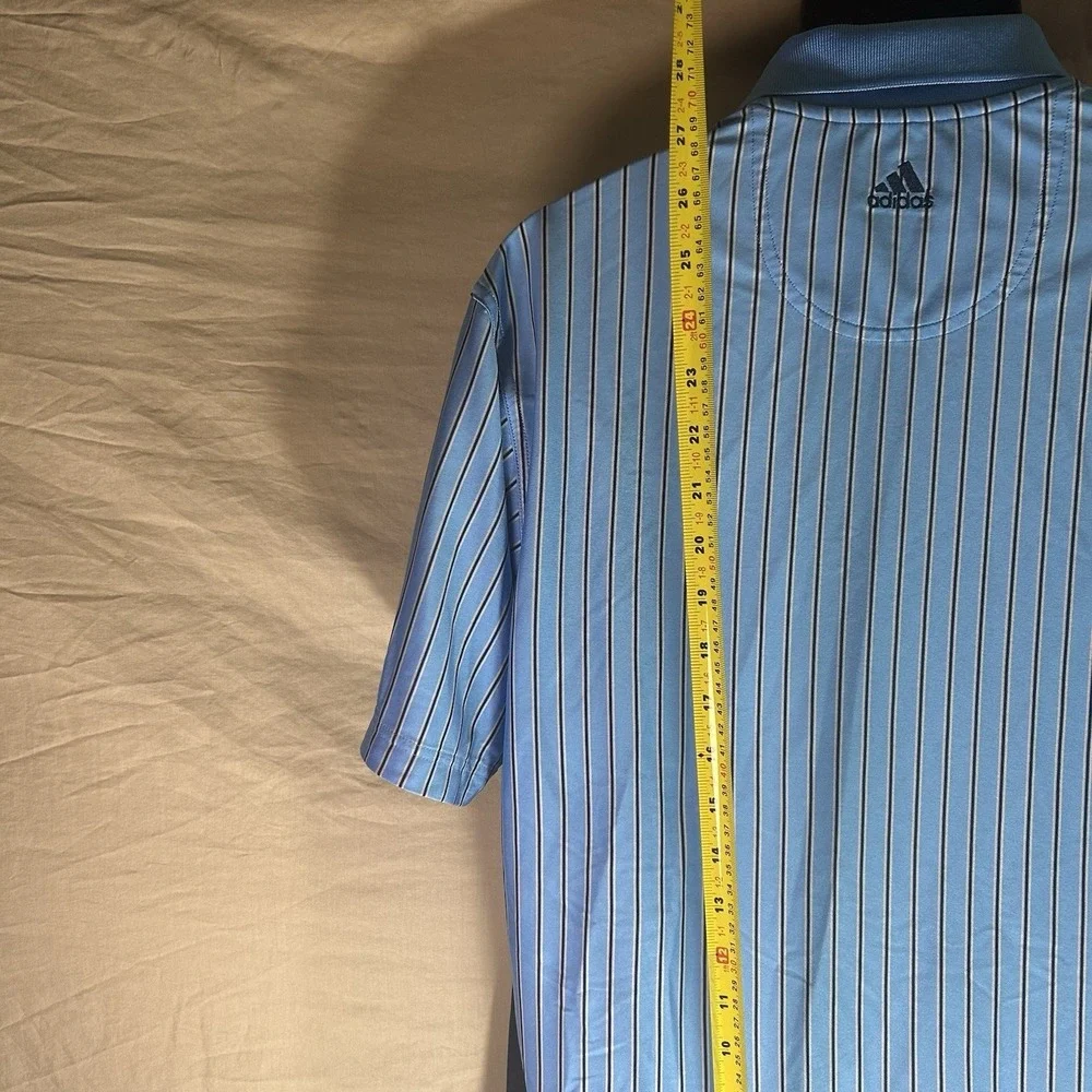 ADIDAS ClimaCool Golf Polo Blue Striped Shirt‎ Collared Mens M Medium